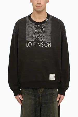 Maison Mihara Yasuhiro Felpa nera in cotone con doppio scollo