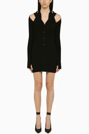 ANDREADAMO Mini abito nero a costine con cut out