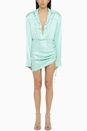 DAVID KOMA Mini abito verde acqua in lana