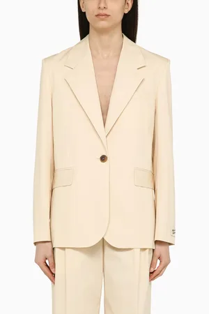 Maison Kitsuné Giacca monopetto panna in cotone