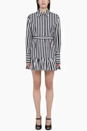 Patou Mini abito chemisier a righe bianco/nero in cotone