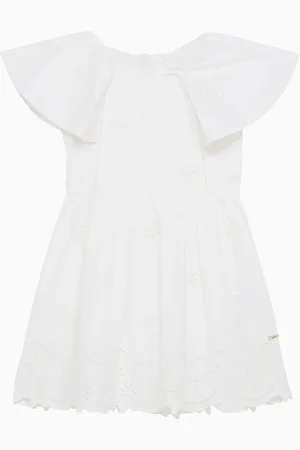 Chloé Abito bianco in cotone con ricami
