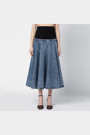 Alaïa Gonna midi in denim con fascia in maglia
