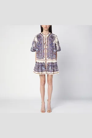 ZIMMERMANN Mini abito Ottie Eyelet con stampa Paisley in lino