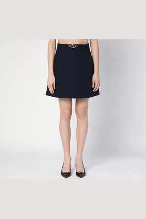 VALENTINO Minigonna blu navy in lana vergine