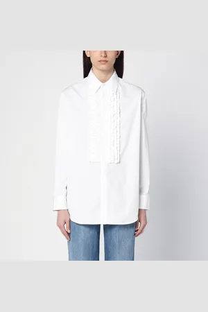 Bottega Veneta Camicia con volant bianca in popeline