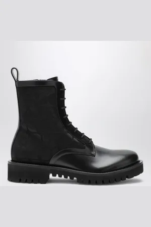 VALENTINO GARAVANI Combat Boot nero in tessuto tecnico e vitello Toile Iconographe