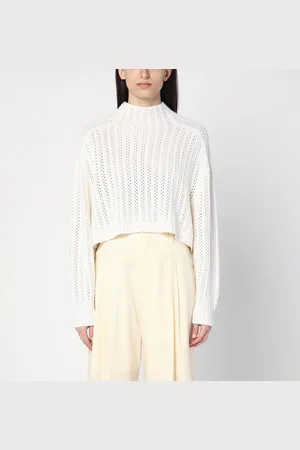 Max Mara Maglia in lana e cashmere traforata bianca