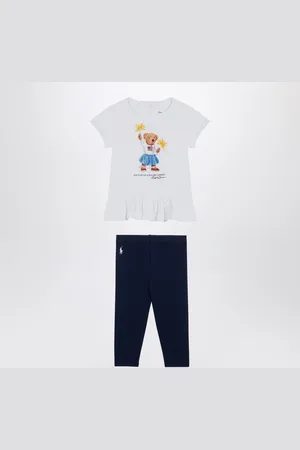Ralph Lauren Set due pezzi bianco/blu navy in cotone con stampa