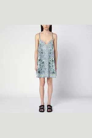 ZIMMERMANN Mini abito Ottie Swing con stampa verde/azzurro in lino