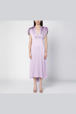 Victoria Beckham Abito midi color petunia con volant