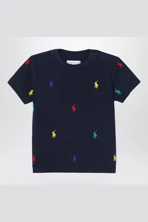 Ralph Lauren T-shirt blu navy in cotone con loghi ricamati