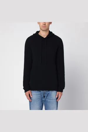 Roberto Collina Felpa con cappuccio nera in cashmere