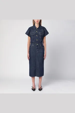 Ganni Abito midi blu in denim organico