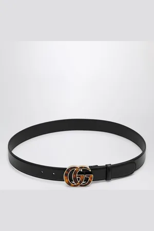 Gucci Cintura nera con GG in plexiglas tartarugato