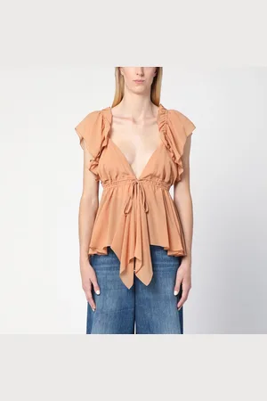 Chloé Top fluido con volant in seta