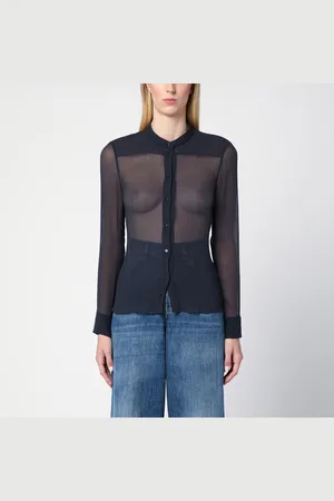 Chloé Blusa trasparente blu in seta