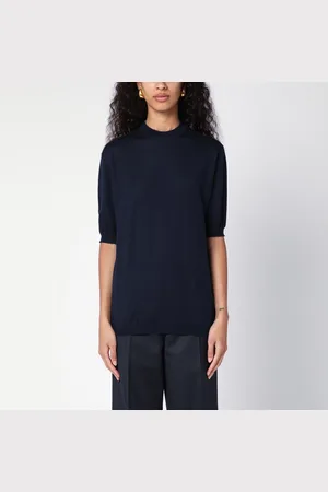 Bottega Veneta Maglia girocollo blu navy in cashmere