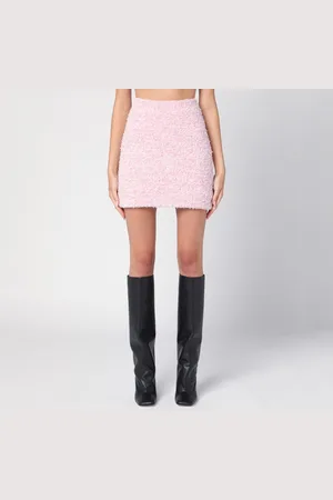 Balenciaga Mini gonna rosa in tweed di misto cotone