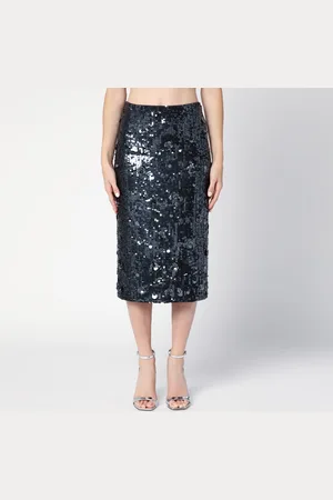 P.A.R.O.S.H. Gonna midi grigia scura con micro paillettes