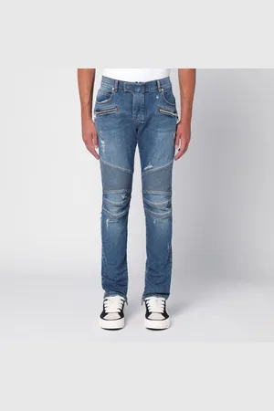 Balmain Jeans biker blu in denim