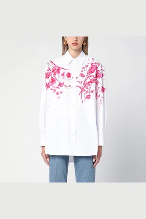 Gucci Camicia bianca con stampa fucsia