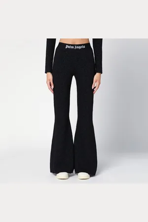 Palm Angels Pantalone nero in lurex in misto viscosa