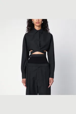 Alaïa Camicia incrociata grigia scura in cotone