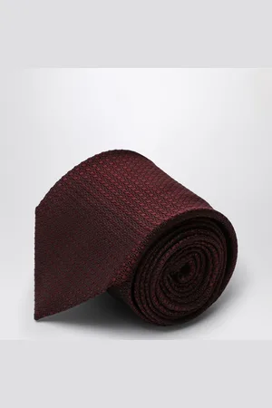 DESTIN Cravatta burgundy a pois in seta