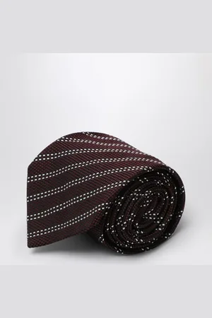 DESTIN Cravatta burgundy/bianca in seta
