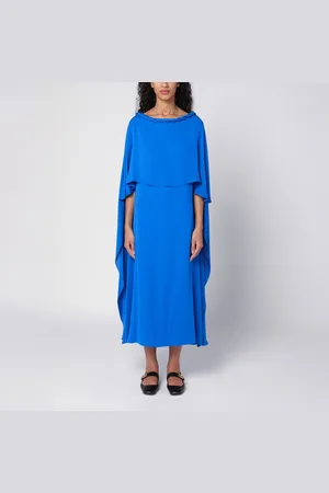 VALENTINO Abito midi blu elettrico in seta