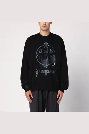 Balenciaga Maglione nero in misto cotone con stampa
