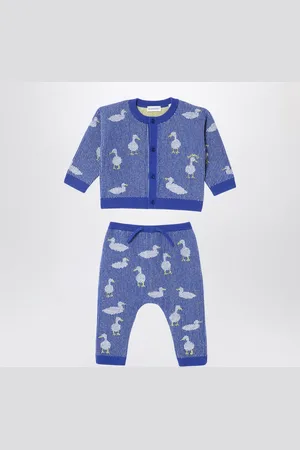 Burberry Completo blu in misto lana e cashmere