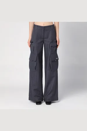 OFF-WHITE Pantalone ampio cargo gessato grigio