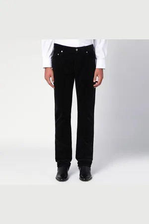 Saint Laurent Pantalone slim nero in velluto a coste