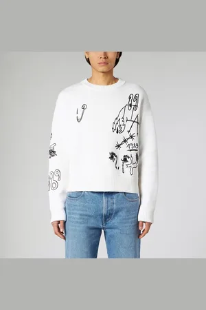 1989 STUDIO Maglia corta ricamata girocollo bianca