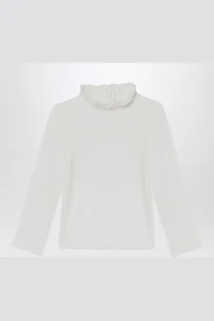 Chloé Maglia bianca con colletto con rouches