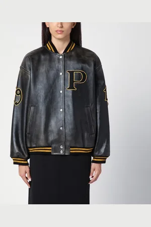 Prada Bomber in pelle nero vintage con patch