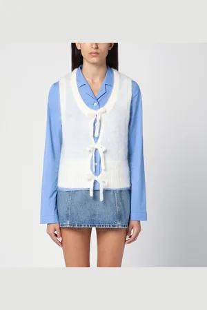 Ganni Gilet con laccetti bianco in mohair
