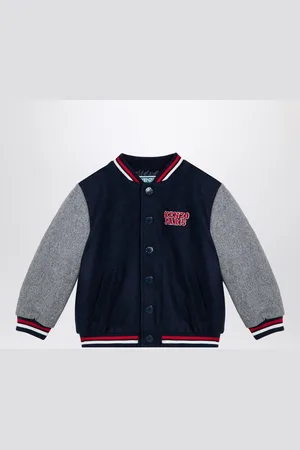 Kenzo Bomber blu navy/grigio in misto lana
