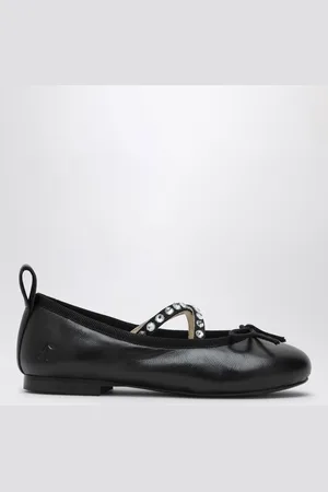 BONPOINT Ballerina nera con strass in pelle