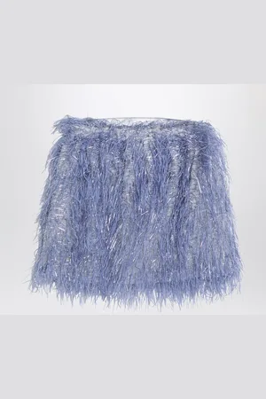 DOUUOD Gonna Giada celeste con frange e dettagli in lurex