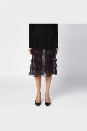 VALENTINO Gonna nera in chiffon di seta