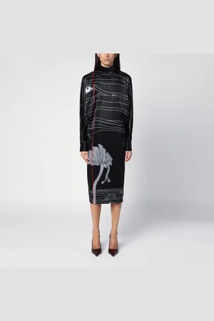 Salvatore Ferragamo Abito midi nero in raso di seta