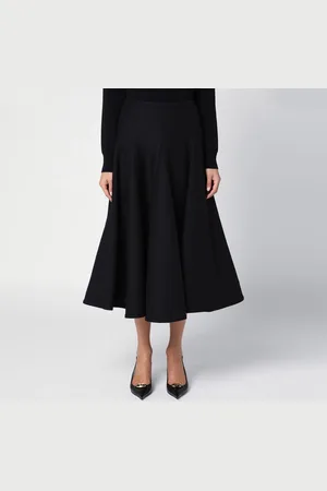 VALENTINO Gonna midi a balze nera in seta