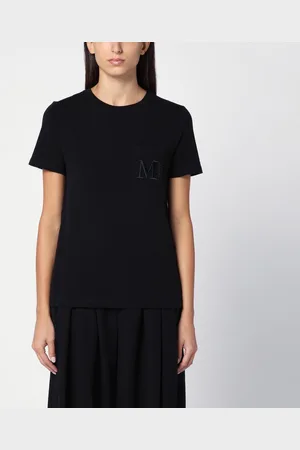 Max Mara T-shirt nera in cotone con logo