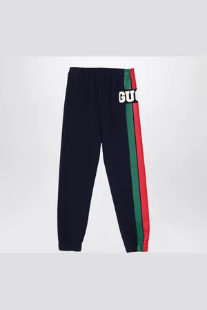 Gucci Pantalone jogging blu scuro in cotone felpato