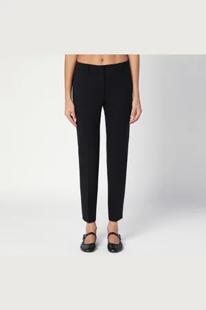 Quelledue Pantalone slim nero in misto lana