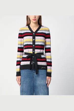 Ganni Cardigan a righe con cintura
