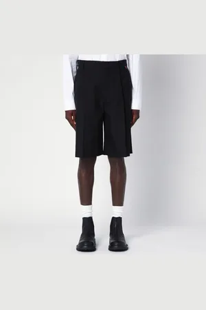 Gucci Bermuda nero in misto lana con dettaglio Web
